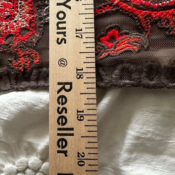 Anthropologie Yoana Baraschi Coffee Orange White Embroidered Skirt Women's SZ 4 - Picture 10 of 10
